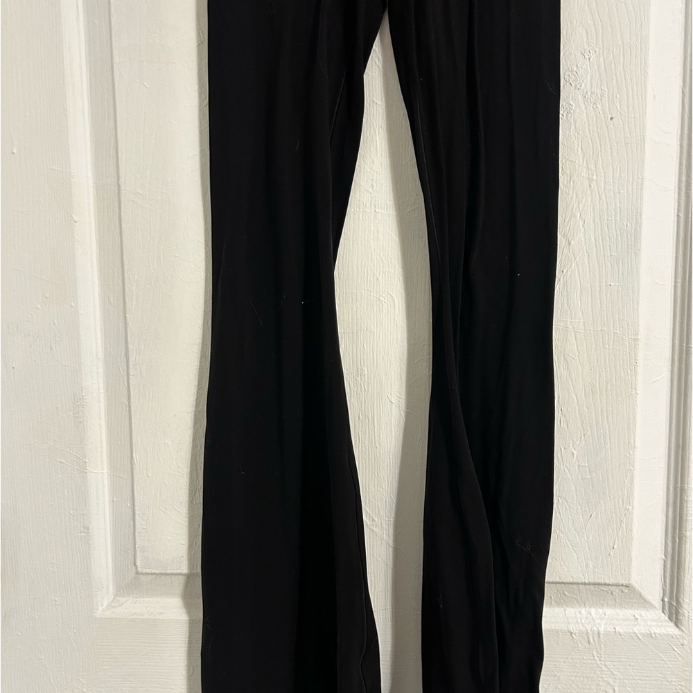 black cross over flare leggings